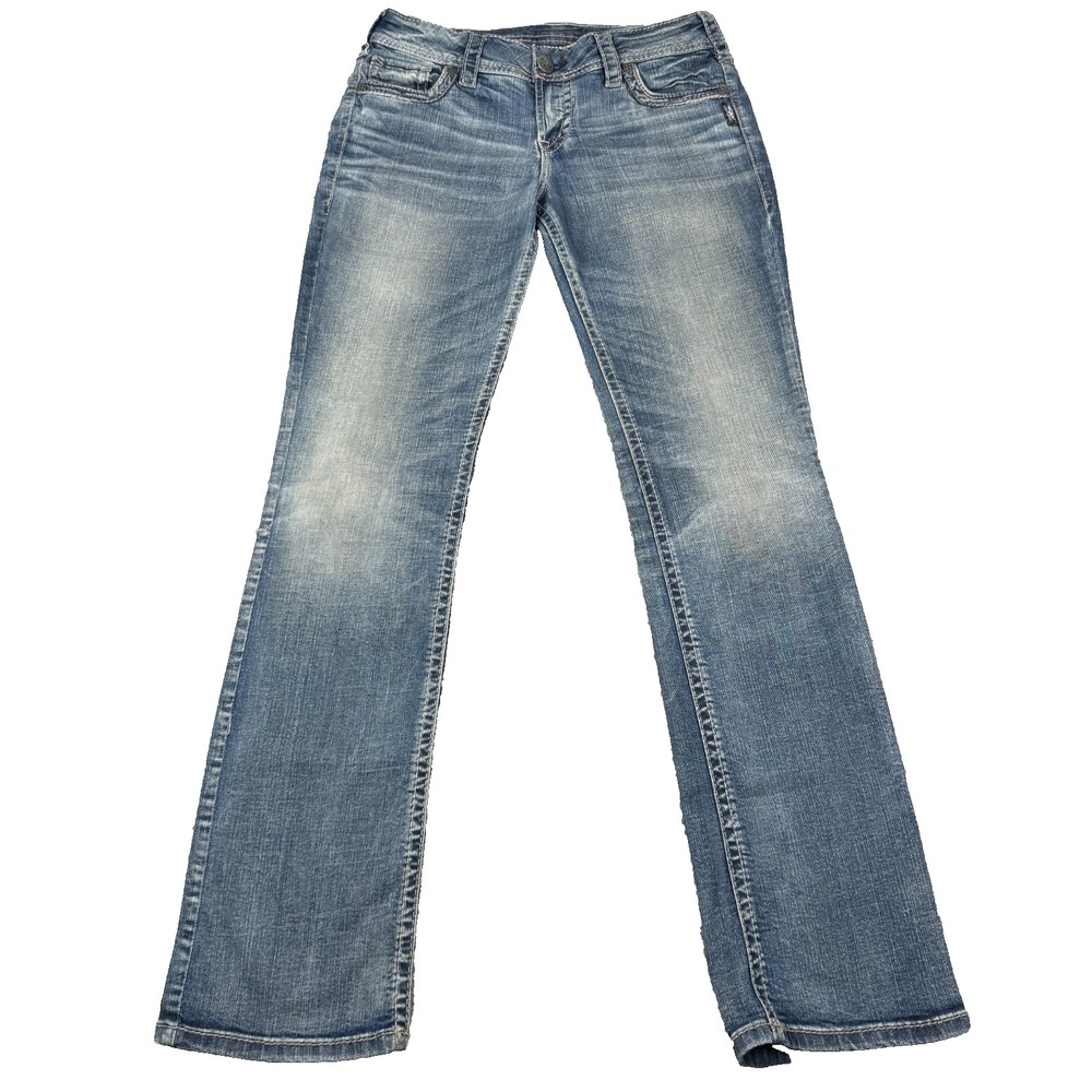Silver Jeans Womens 31x33 Suki Mid Baby Boot Blue Stretch Denim Y2K Western Boho